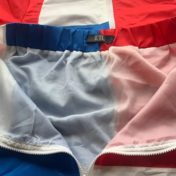 Color Block Mini Skirt - Red, Blue, White - Picture 3 of 5